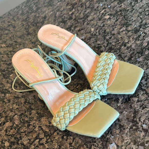 Bai beioi deep mint Green margarita Heels and Woven with lace ankle strap 8.5 - Picture 4 of 11